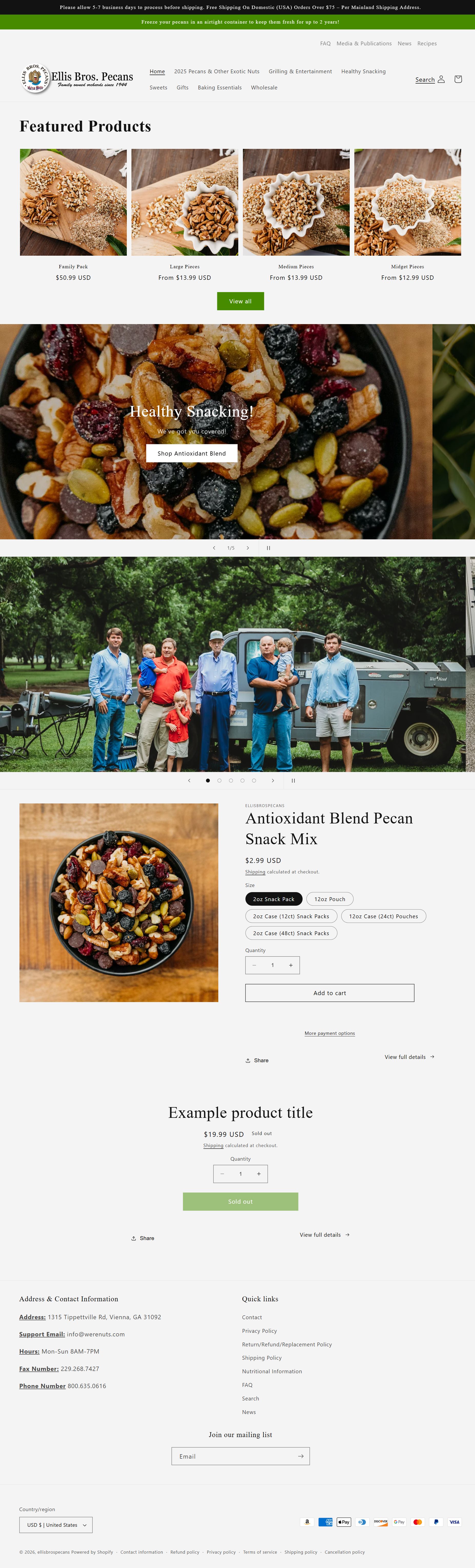 Ellis Bros. Pecans website screenshot