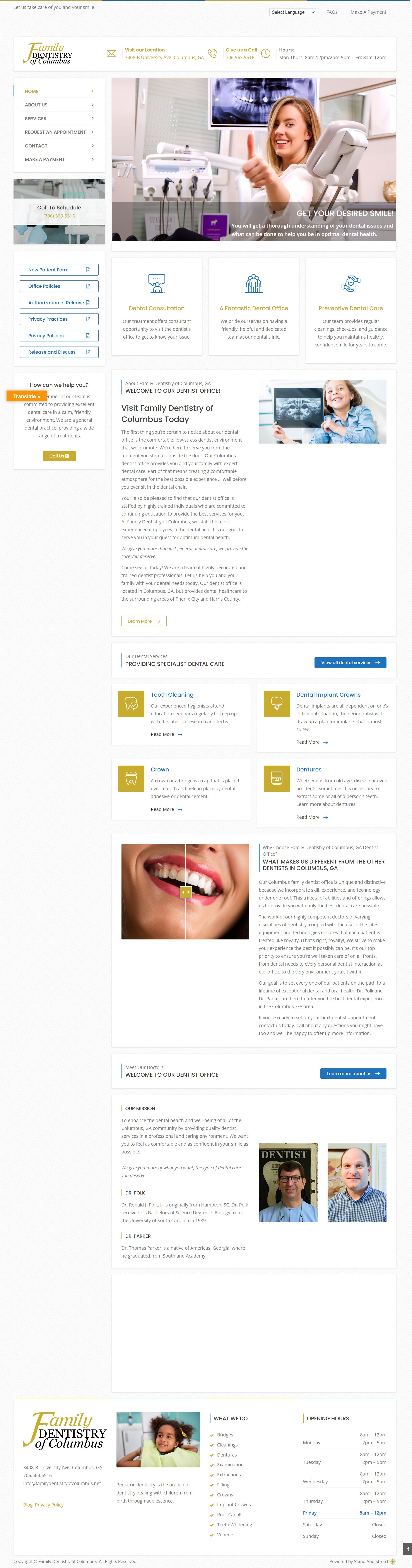 Family Dentistry of Columbus website screenshot