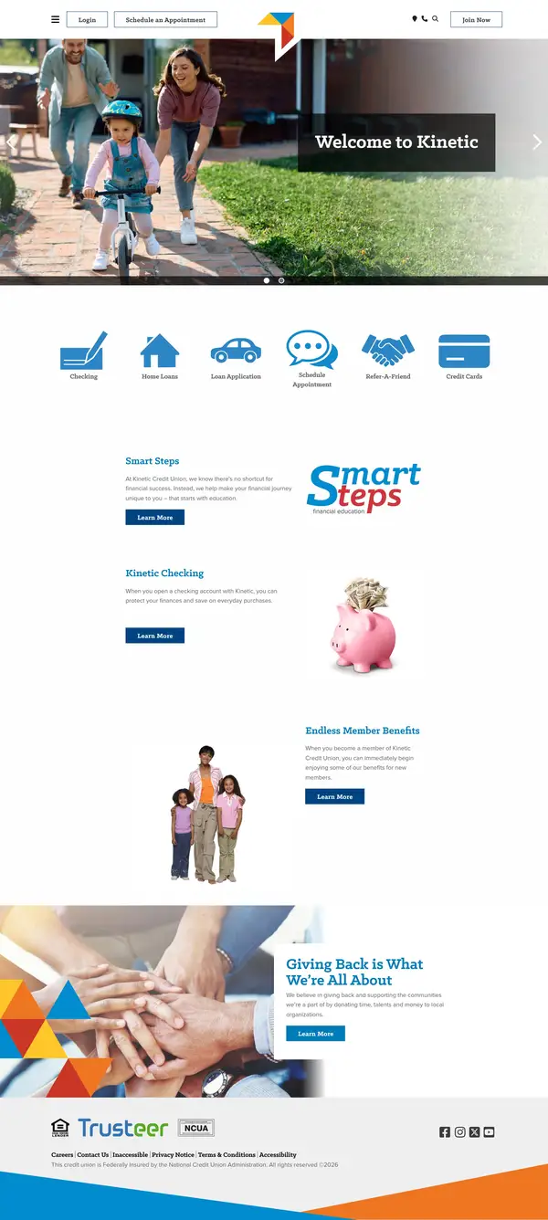 Kinetic Credit Union website screenshot