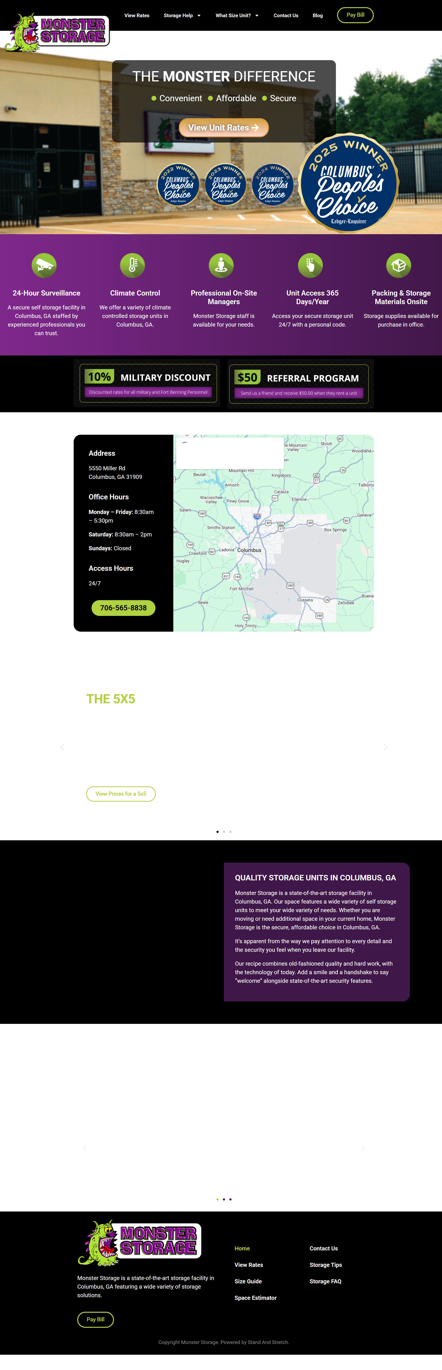 Monster Storage website screenshot