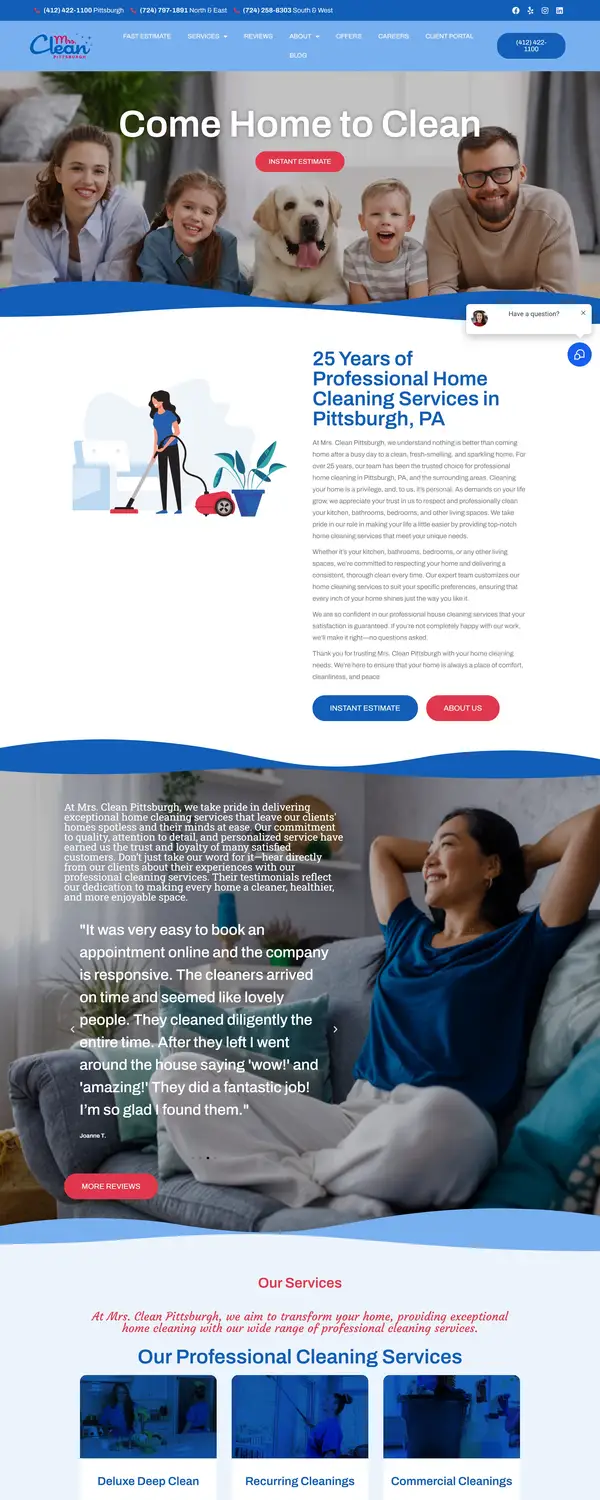 Mrs. Clean Pittsburgh website screenshot