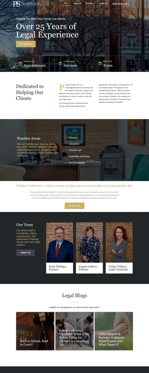 Phillips-Sellers Law Firm website screenshot