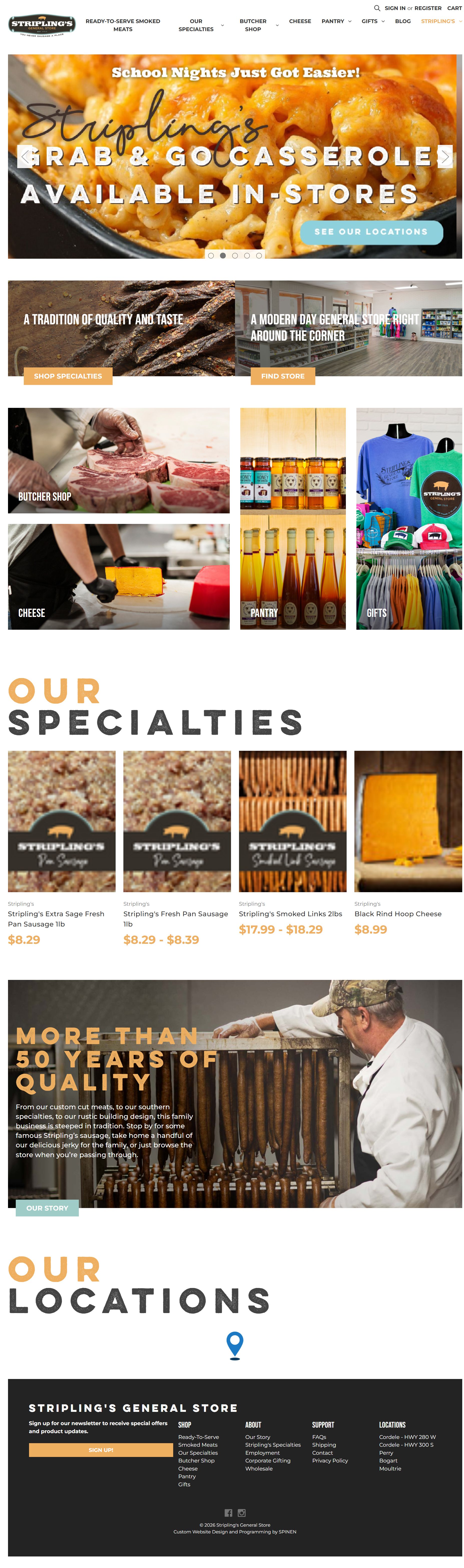 Striplings General Store website screenshot