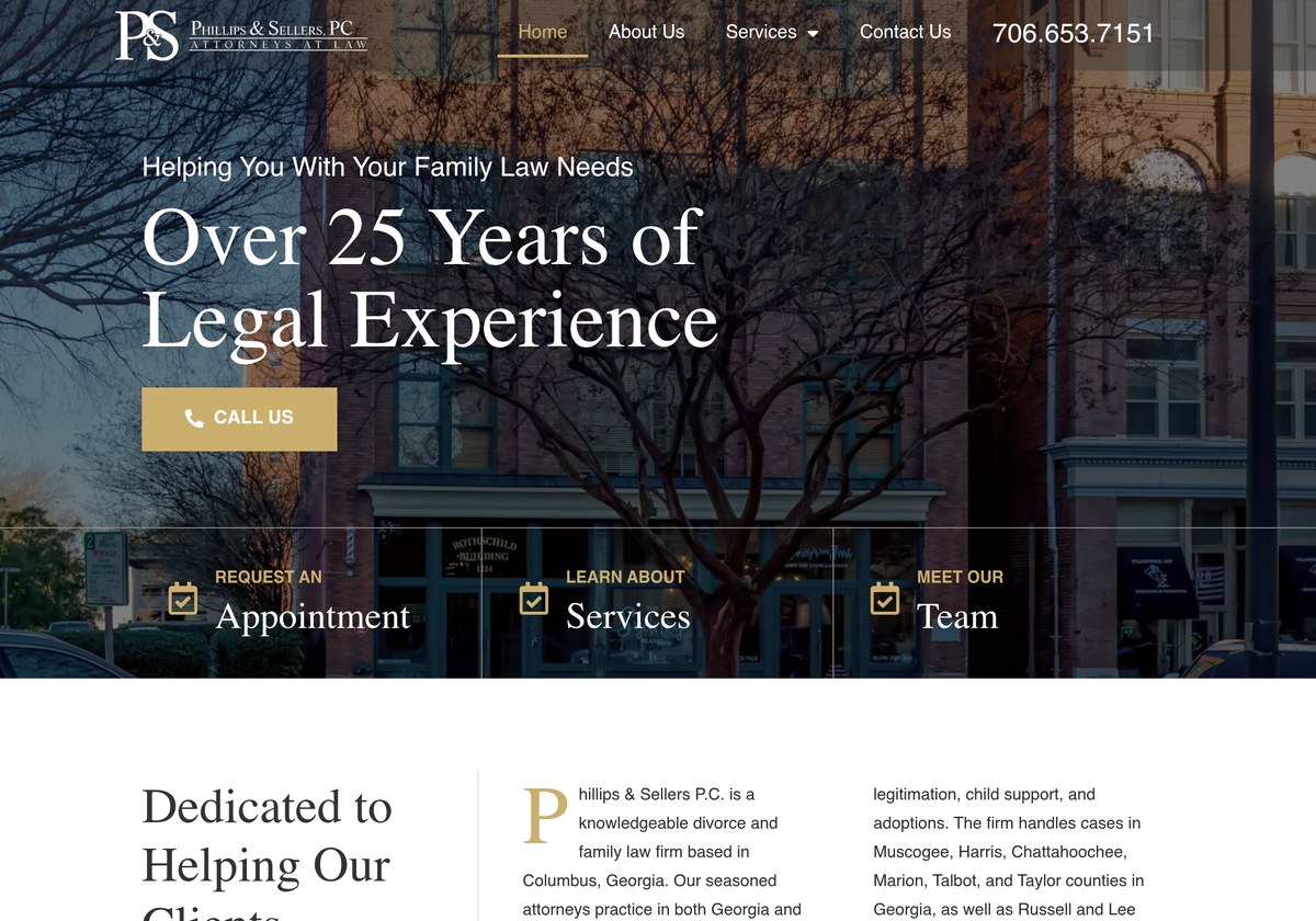 Phillips & Sellers, P.C. new website built by Stand And Stretch